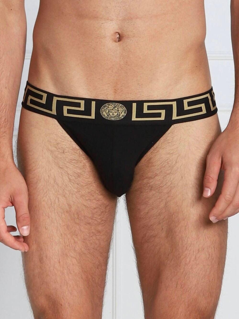 Versace Medusa Stretch Cotton Jock Strap in Black Size 6/L - Picture 1 of 11